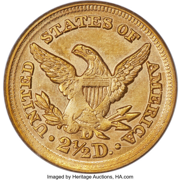 image for: 1853-D $2 1/2 AU58 PCGS. Winter 17-N....