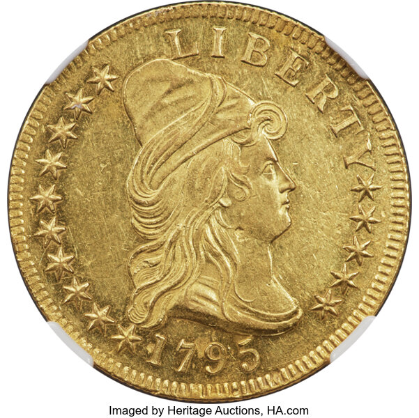 image for: 1795 $10 13 Leaves, BD-1, High R.3, MS61 NGC....