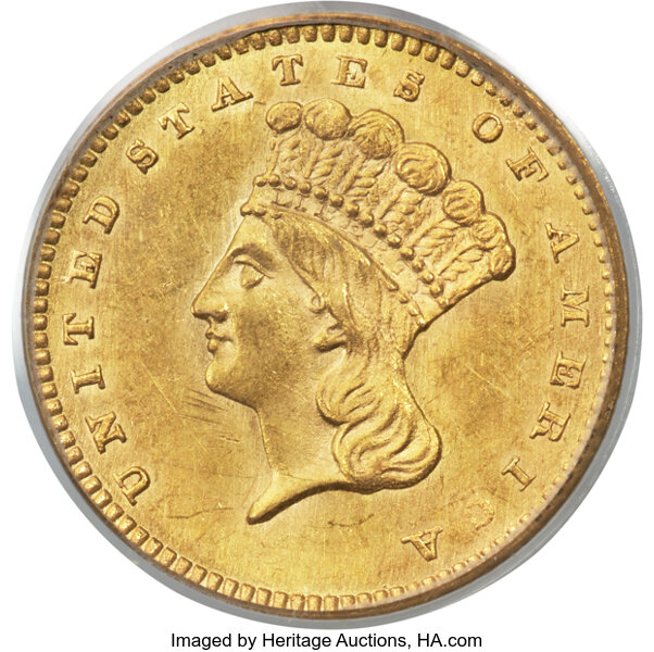 image for: 1863 G$1 MS62 PCGS....