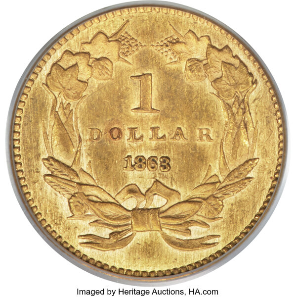 image for: 1863 G$1 MS62 PCGS....