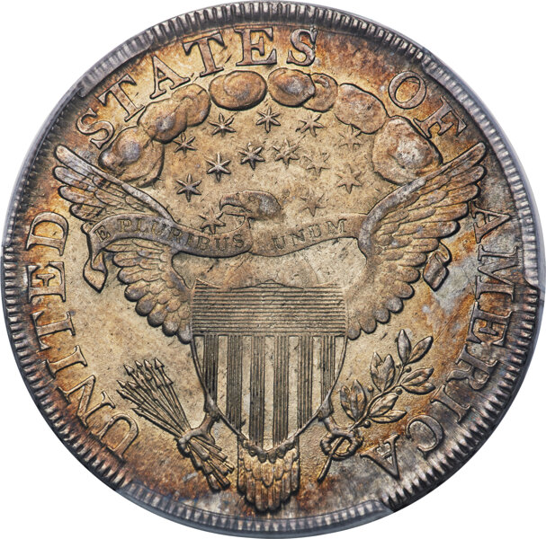 image for: 1799/8 $1 15 Stars Reverse, B-3, BB-141, R.3, AU58+ PCGS....