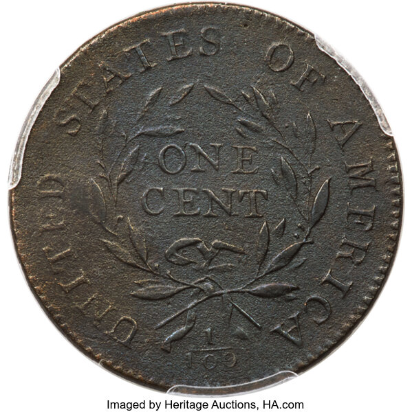 image for: 1794 1C Head of 1793, Double Chin, S-18b, B-2b, R.4 -- Environmental Damage -- PCGS Genuine. VF Details....