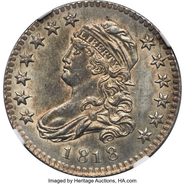 image for: 1818 25C B-8, R.3, MS61 NGC....
