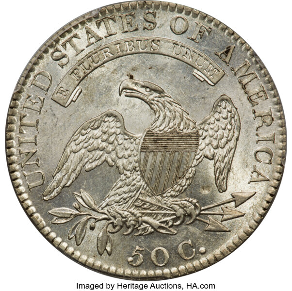 image for: 1820 50C Square Base 2, Large Date, Knob 2, O-105, R.1, MS62 PCGS....