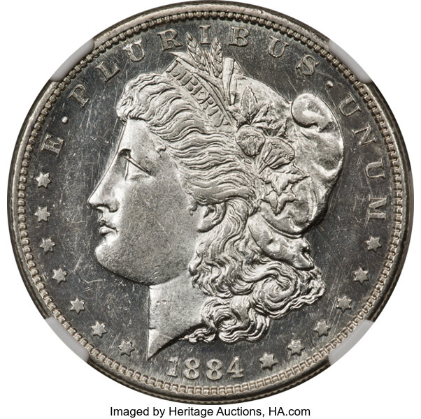 image for: 1884-S $1 AU58 Prooflike NGC. CAC....