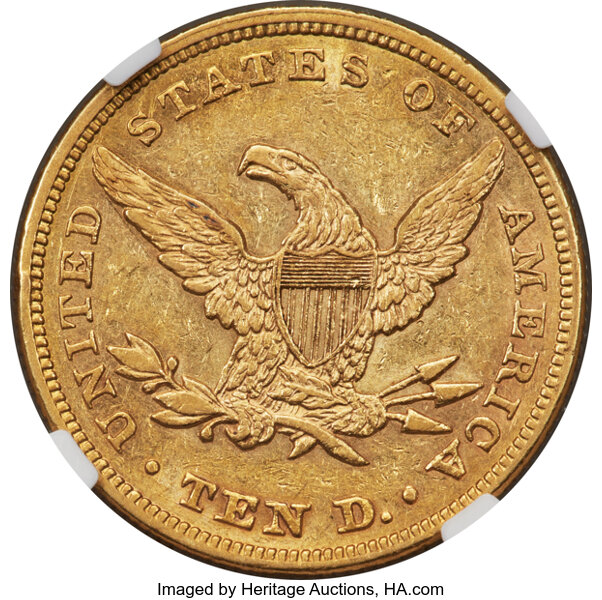 image for: 1860 $10 AU55 NGC....