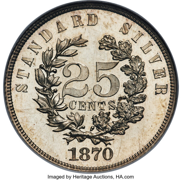 image for: 1870 25C Standard Silver Quarter Dollar, Judd-912, Pollock-1008, High R.6, PR66 NGC....