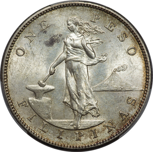 image for: 1905-S  Philippines Peso, Curved Serif on 1, MS61 PCGS....