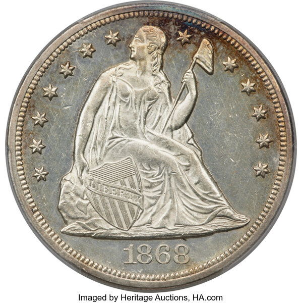 image for: 1868 $1 Misplaced Date, FS-301, MS62 PCGS. OC-2, R.4....