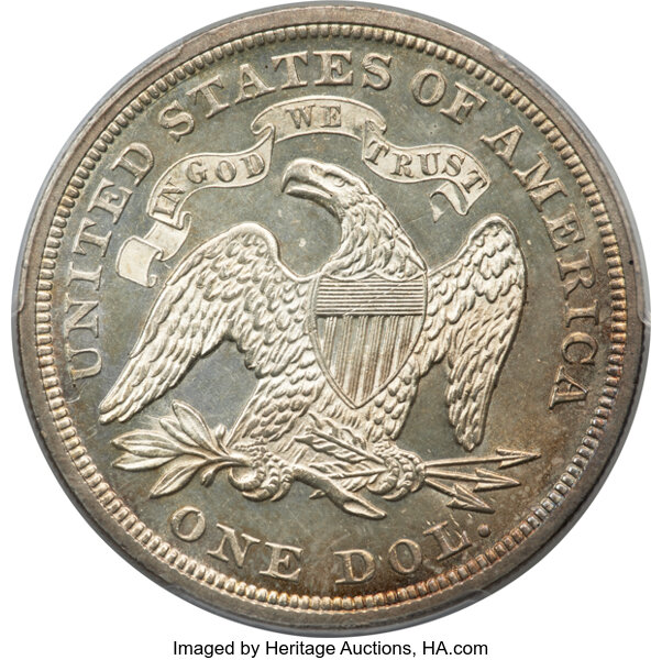 image for: 1868 $1 Misplaced Date, FS-301, MS62 PCGS. OC-2, R.4....