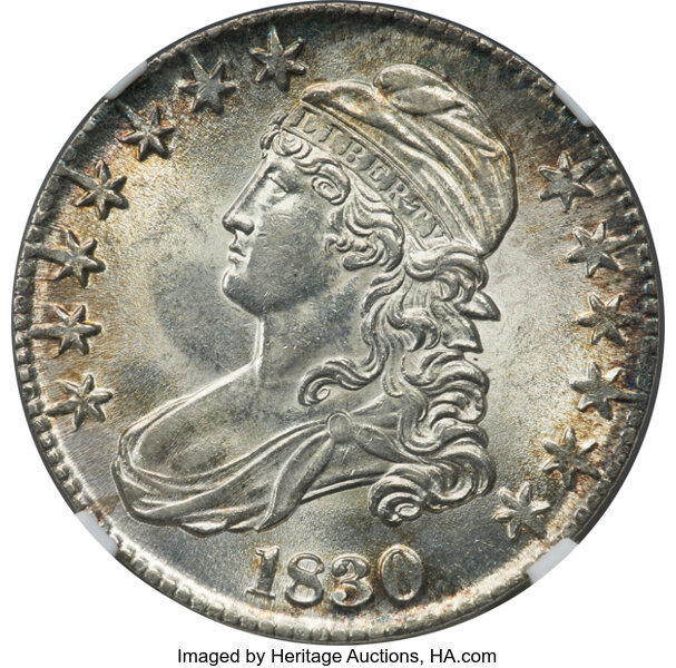 image for: 1830 50C Small 0, O-116, R.2, MS64 NGC....