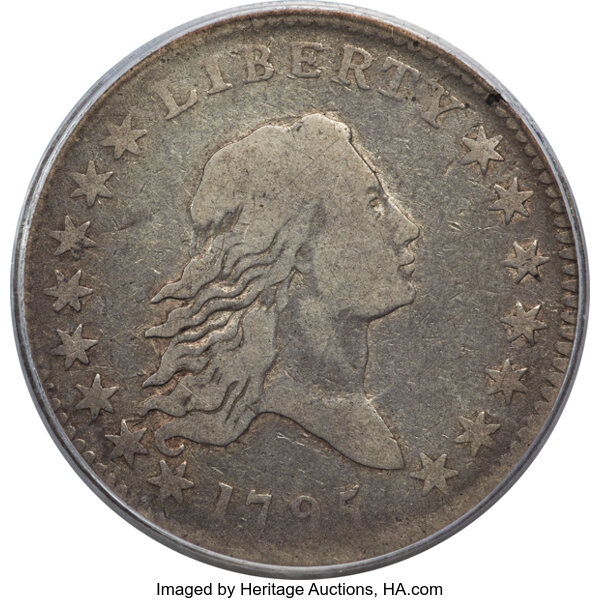 image for: 1795 50C 2 Leaves, O-110, T-21, R.3, Fine 12 PCGS....