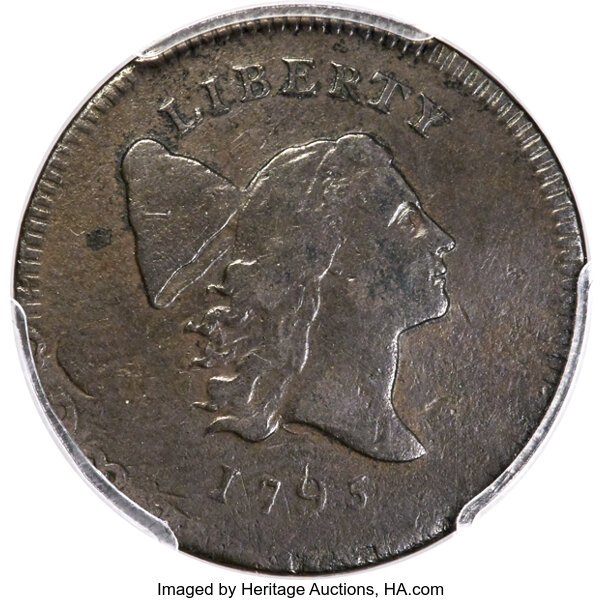 image for: 1795 1/2 C Plain Edge, No Pole, Thin Planchet, C-6a, B-6a, R.2, VF35 PCGS....