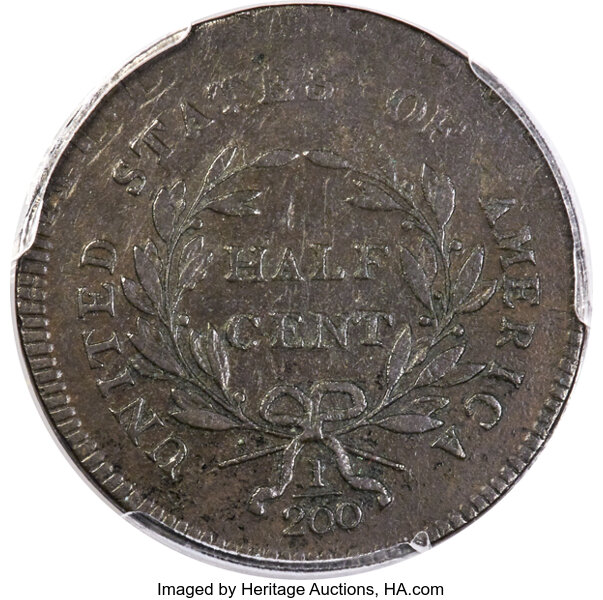 image for: 1795 1/2 C Plain Edge, No Pole, Thin Planchet, C-6a, B-6a, R.2, VF35 PCGS....