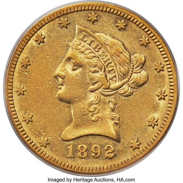 image for: 1892-CC $10 Tripled Die Reverse, FS-801, XF40 PCGS. Winter 1-A....