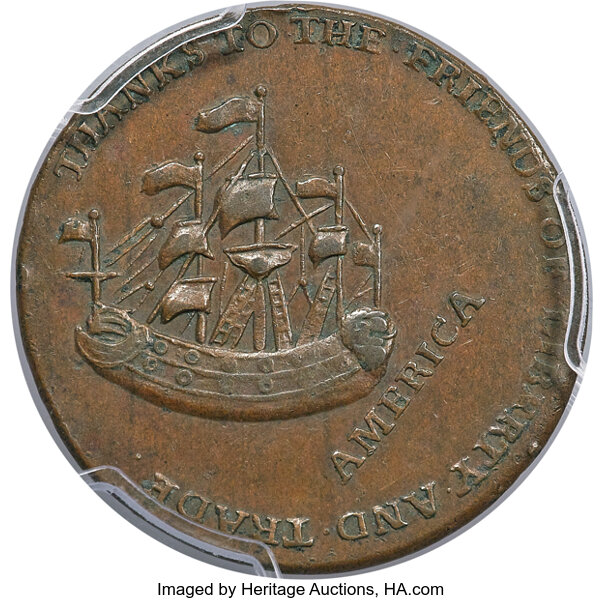 image for: 1766 1/2 P Pitt Halfpenny AU53 PCGS. Betts-519, W-8350, R.3....