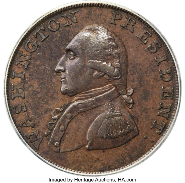 image for: 1793 1/2 P Washington Ship Halfpenny, Copper, Lettered Edge MS61 Brown PCGS. Baker-18, W-10855, R.4....