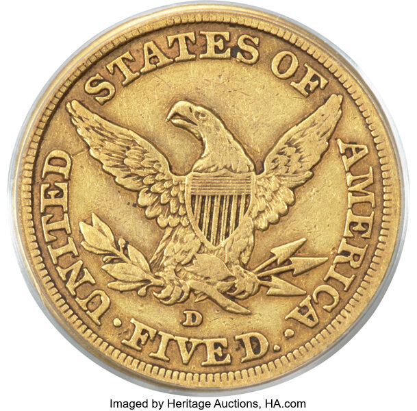 image for: 1842-D $5 Large Date VF20 PCGS. Winter 8-G....