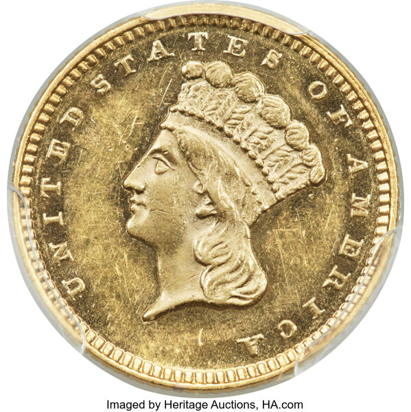 image for: 1874 G$1 JD-1, Low R.7, PR58 PCGS. CAC....