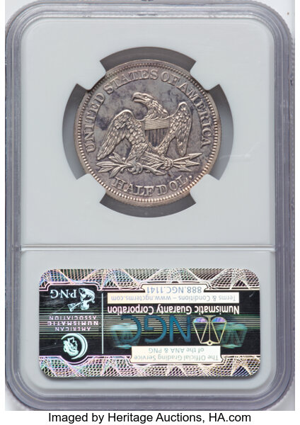image for: 1858 50C PR62 NGC. WB Unlisted, Die Pair 40. R.5.  Ex: Dick Osburn Collection. This exact coin is mentioned by Bill Bugert ...
