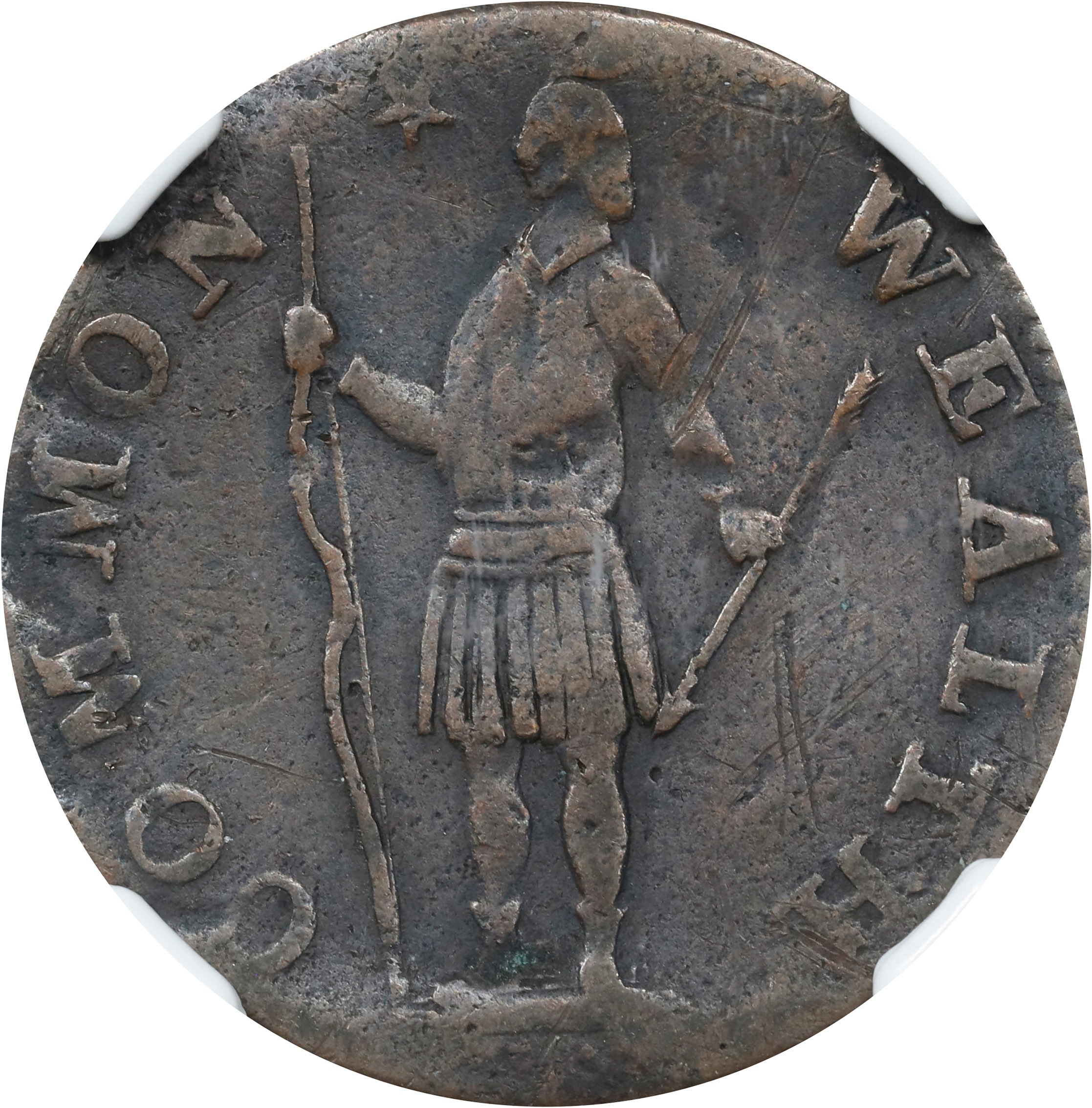 image for: 1788 Massachusetts Half Cent. Ryder 1-B, W-6010. Rarity-2. VF Details--Bent (NGC).