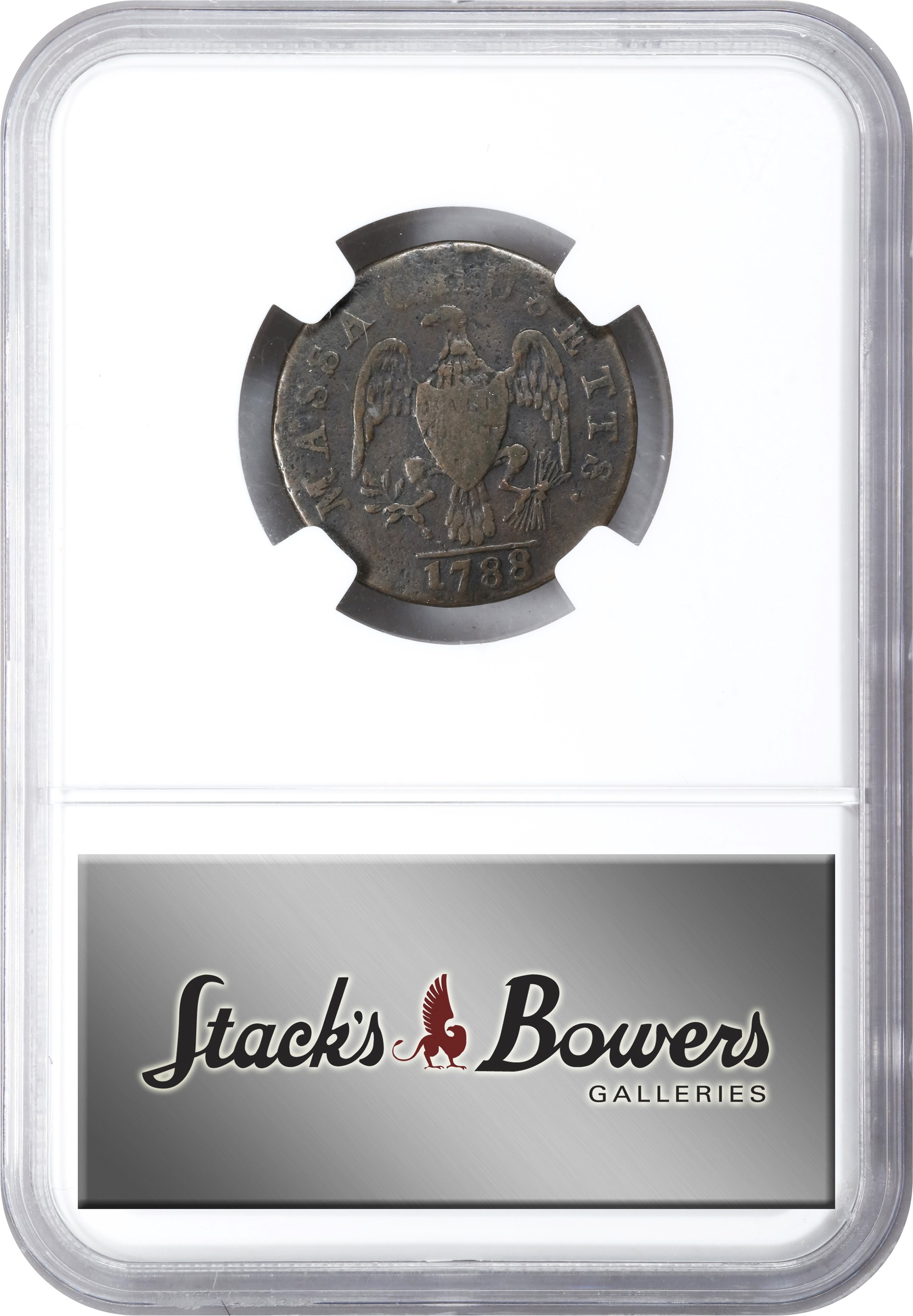 image for: 1788 Massachusetts Half Cent. Ryder 1-B, W-6010. Rarity-2. VF Details--Bent (NGC).