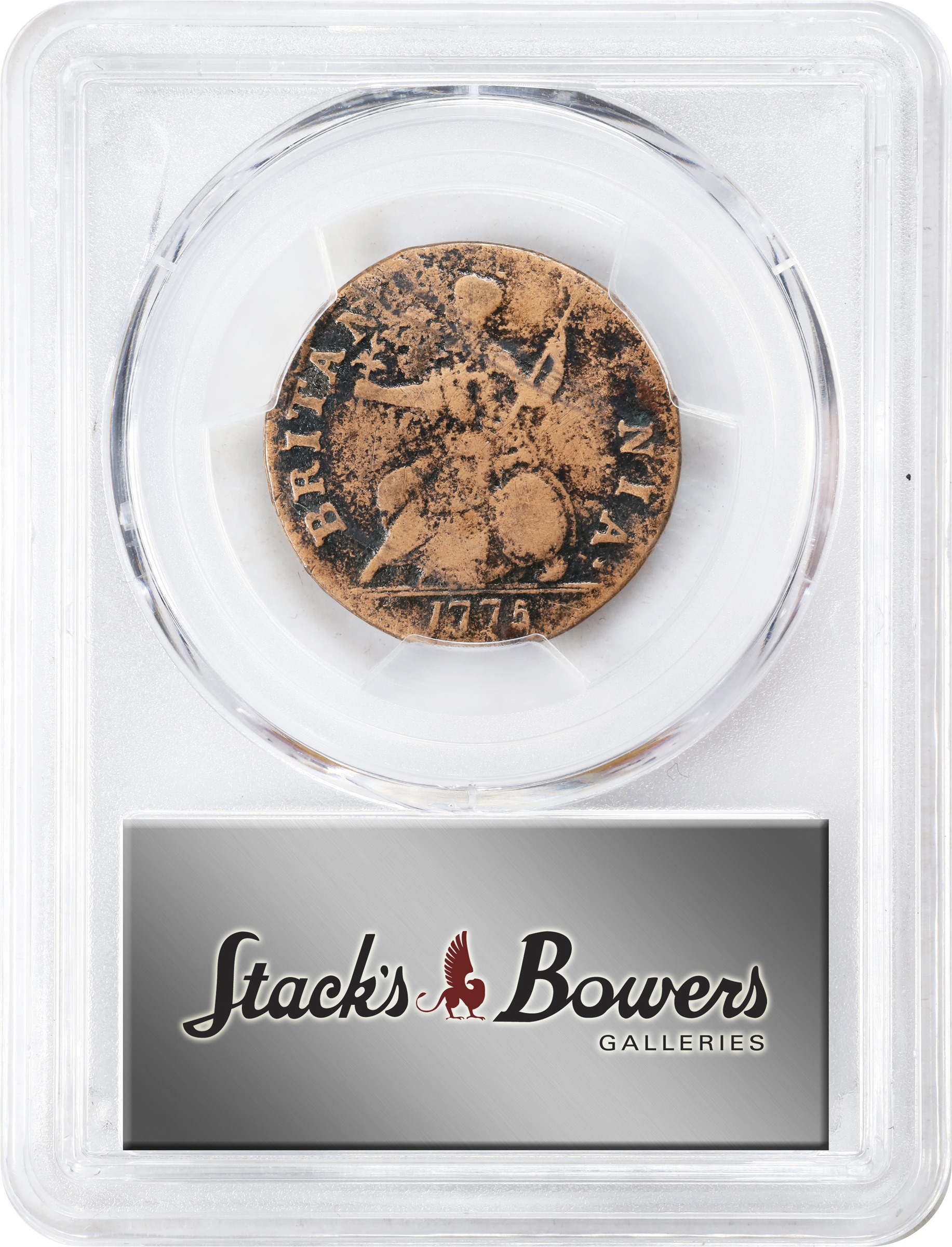 image for: 1775 Machin's Mills Halfpenny. Vlack 4-75A, W-7780. Rarity-4. GEORGIVS III, Group I. Fine Details--Environmental Damage (PCGS).