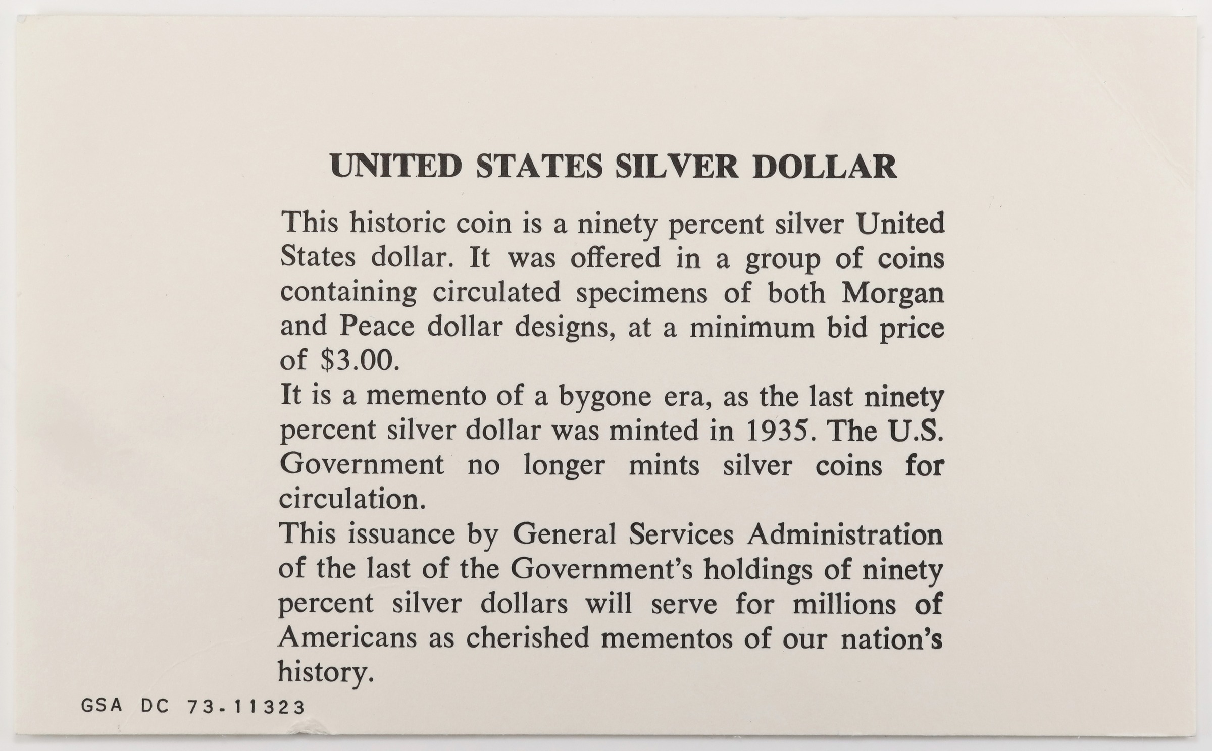 image for: 1882-O GSA Morgan Silver Dollar. GSA Soft Pack. About Uncirculated (Uncertified).