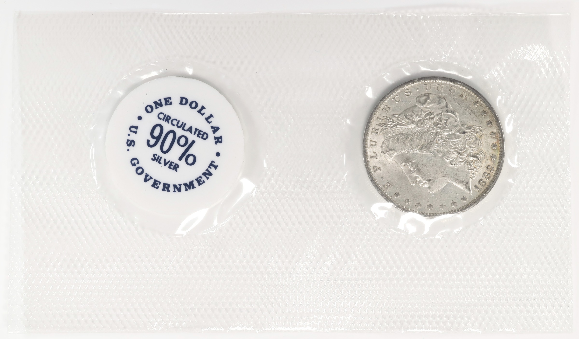 image for: 1882-O GSA Morgan Silver Dollar. GSA Soft Pack. About Uncirculated (Uncertified).