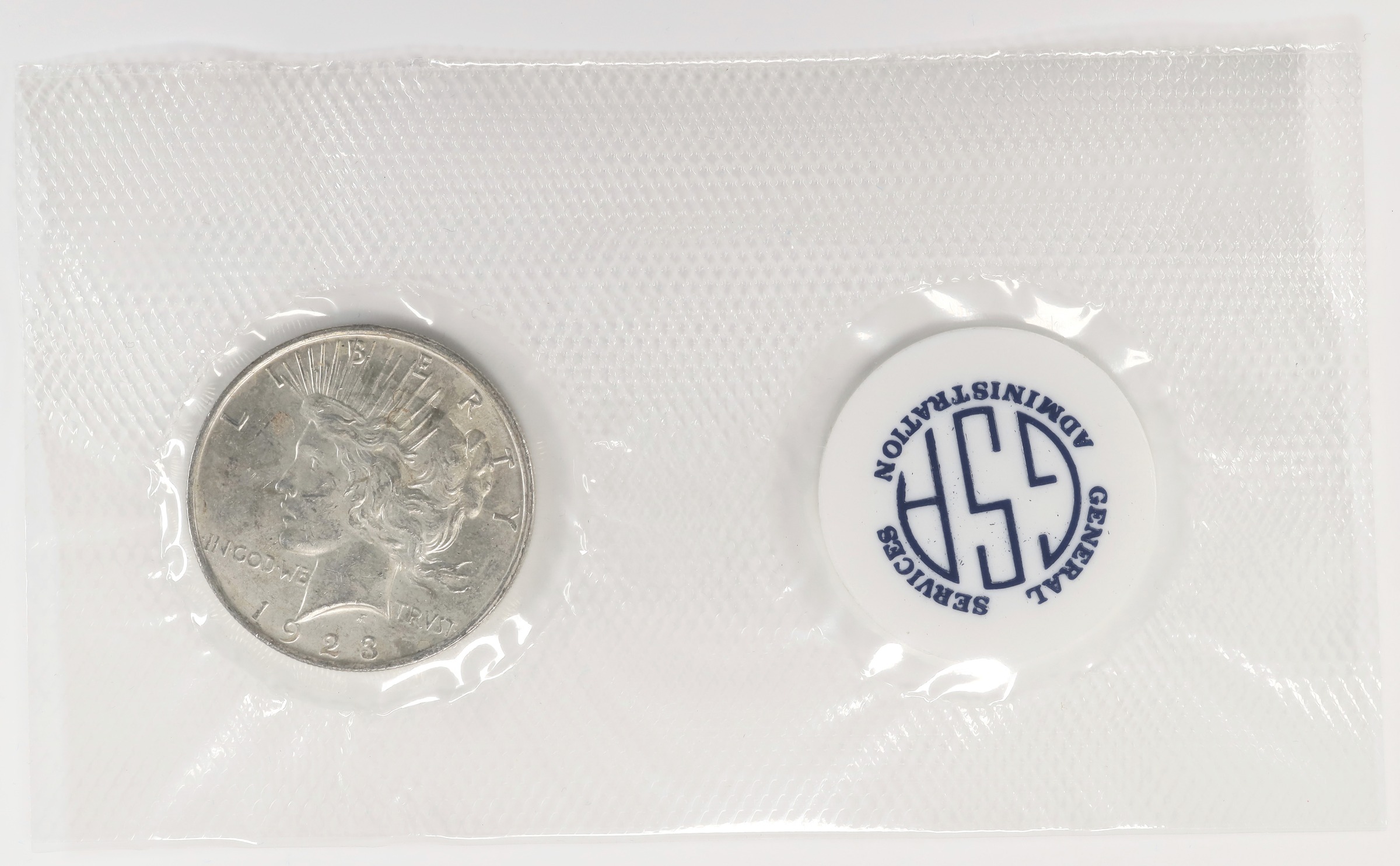 image for: 1923 GSA Peace Silver Dollar. GSA Soft Pack. Mint State (Uncertified).