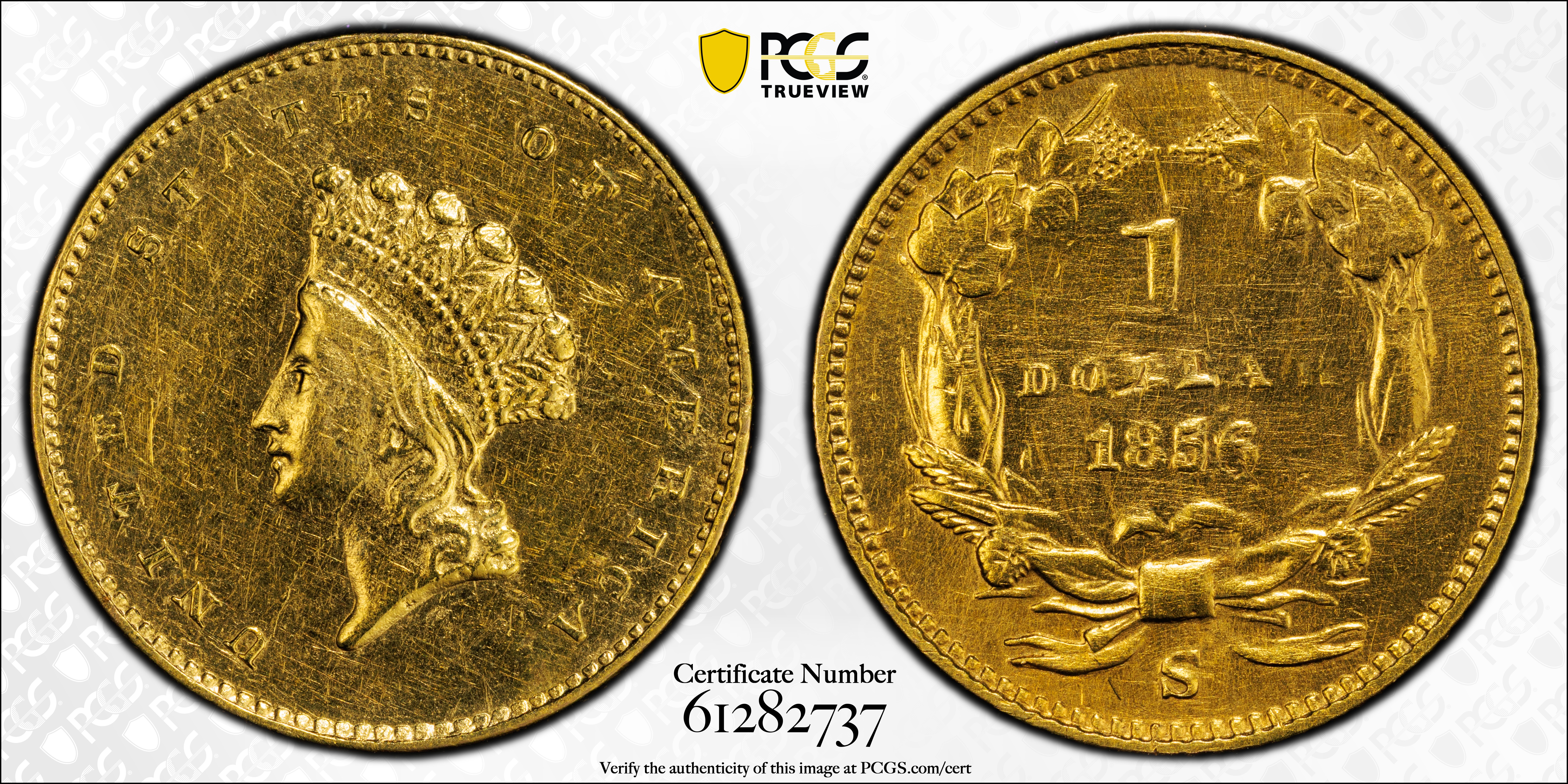 1856 S $1 Gold MS Values | Greysheet