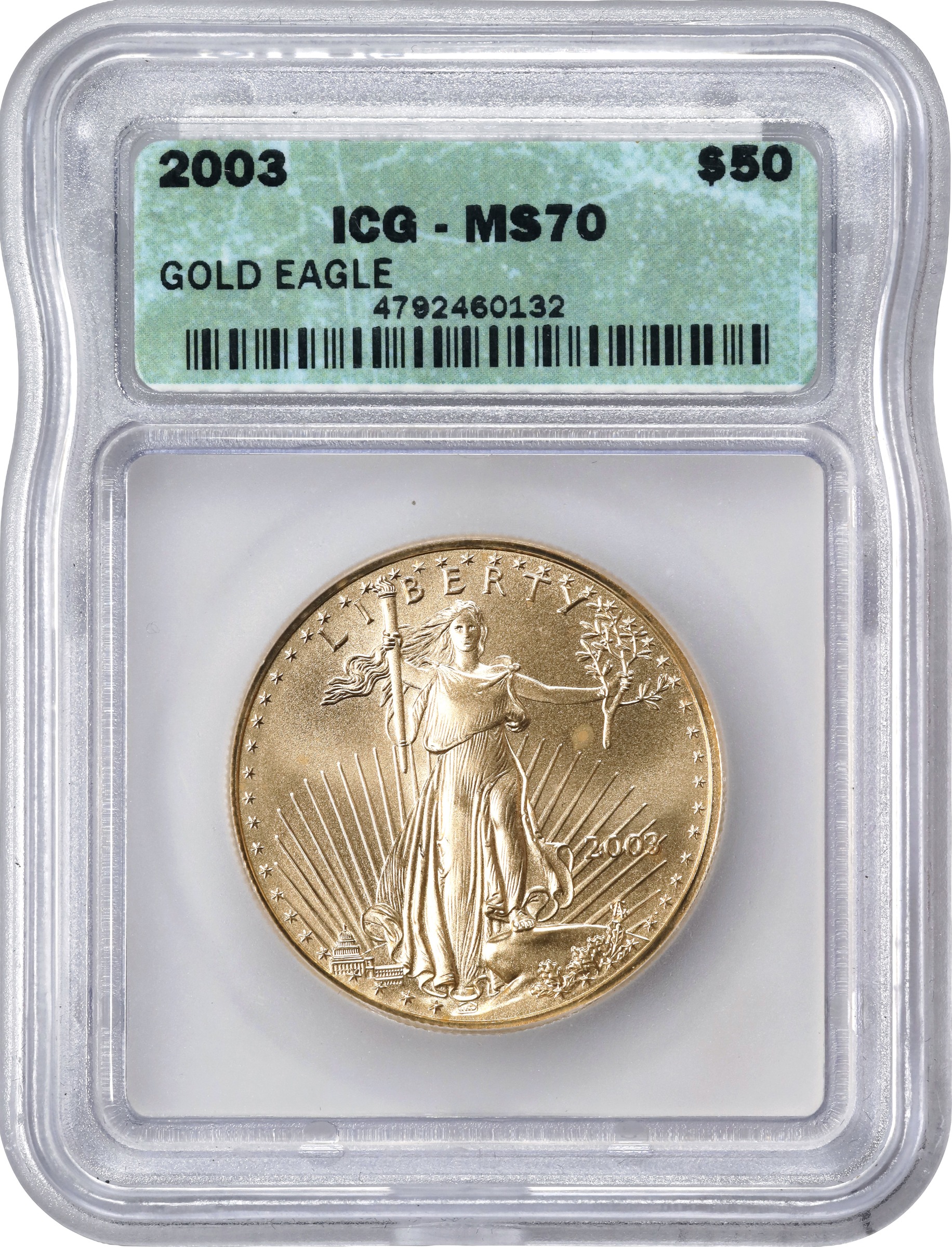 image for: 2003 One-Ounce Gold Eagle. MS-70 (ICG).