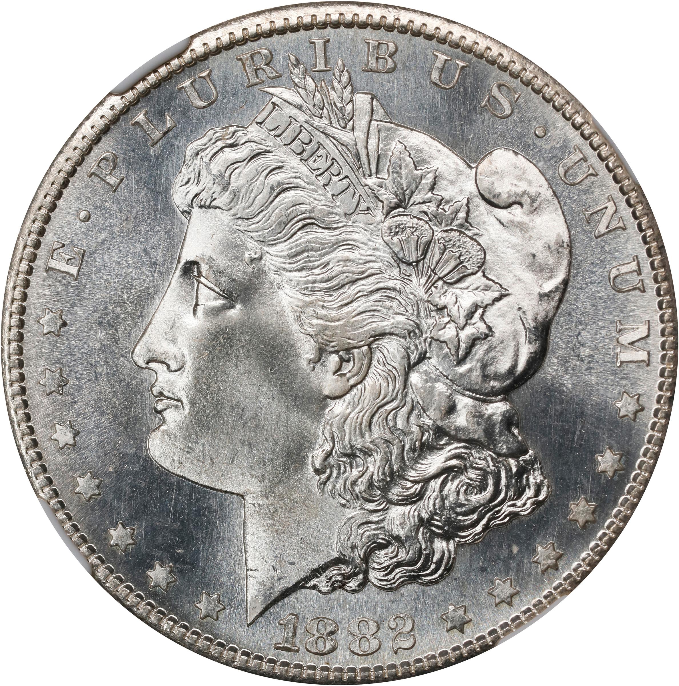 1882-S Morgan Silver Dollar. MS-68 (NGC). Kenneth Bressett Signature.