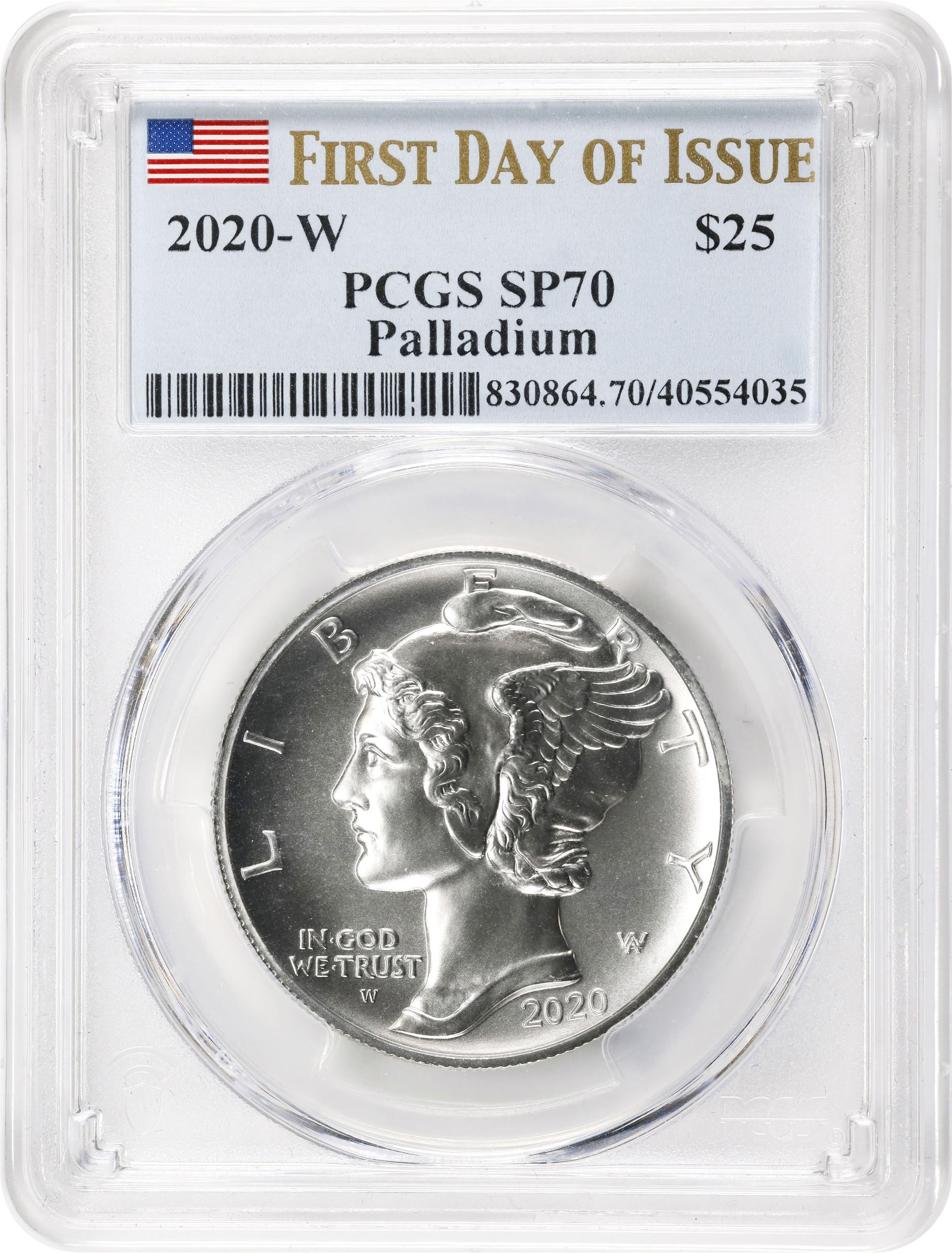 image for: 2020-W Palladium Eagle. First Day of Issue. Specimen-70 (PCGS).