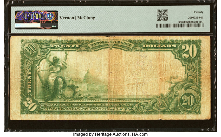 image for: San Francisco, CA - $20 1902 Plain Back Fr. 653 Crocker First National Bank Ch. # 1741 PMG Very Fine 20....