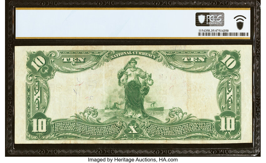 image for: Charlottesville, VA - $10 1902 Plain Back Fr. 634 The Peoples National Bank Ch. # 2594 PCGS Banknote Choice VF 35....