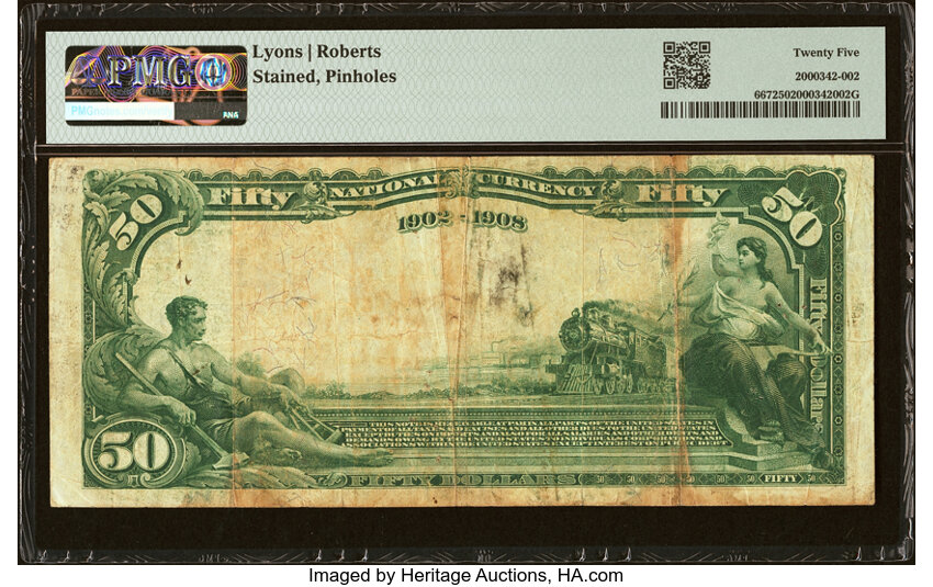 image for: Lodi, CA - $50 1902 Date Back Fr. 667 The First National Bank Ch. # (P)7719 PMG Very Fine 25....