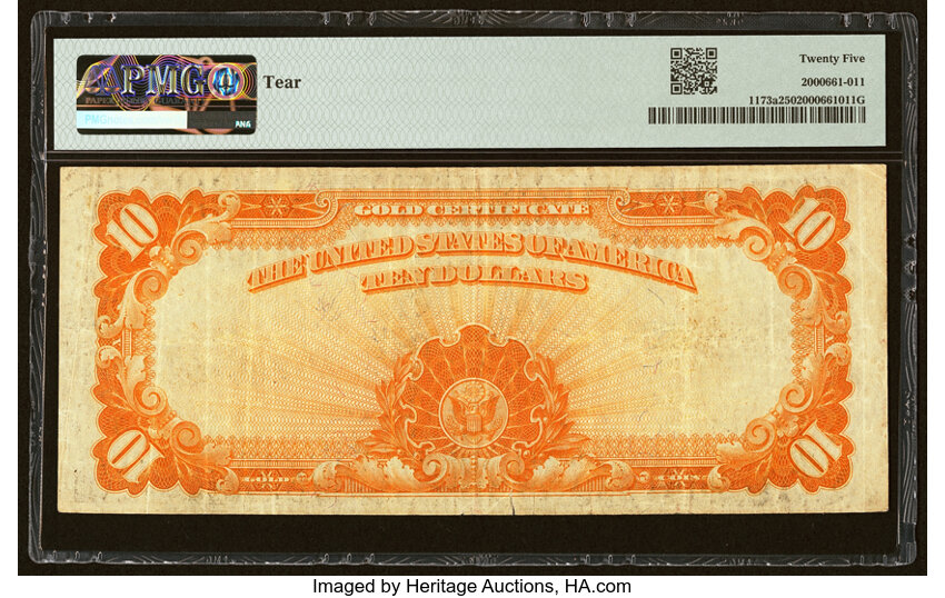 image for: Fr. 1173a $10 1922 Gold Certificate PMG Very Fine 25....