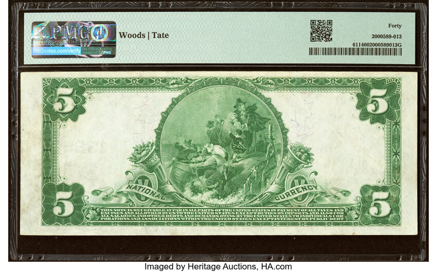 image for: Newton, MA - $5 1902 Plain Back Fr. 611 Newton National Bank Ch. # 13252 PMG Extremely Fine 40....