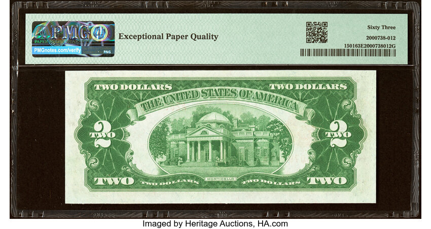 image for: Fr. 1501 $2 1928 Legal Tender Note. PMG Choice Uncirculated 63 EPQ....