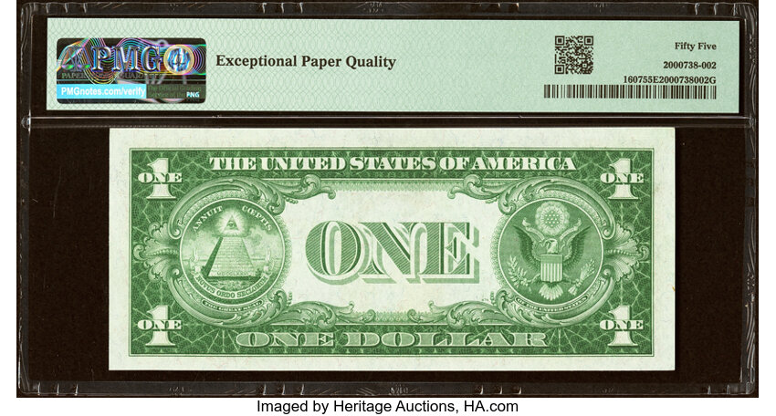 image for: Fr. 1607 $1 1935 Silver Certificate. A-B Experimental. PMG About Uncirculated 55 EPQ....