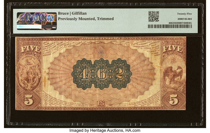 image for: Adams, MA - $5 1882 Brown Back Fr. 466 The First National Bank Ch. # 462 PMG Very Fine 25....