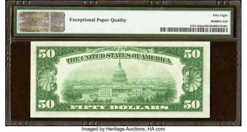 image for: Fr. 2101-B $50 1928A Federal Reserve Note. PMG Choice About Unc 58 EPQ....