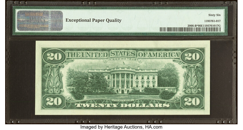 image for: Fr. 2066-B* $20 1963A Federal Reserve Star Note. PMG Gem Uncirculated 66 EPQ....