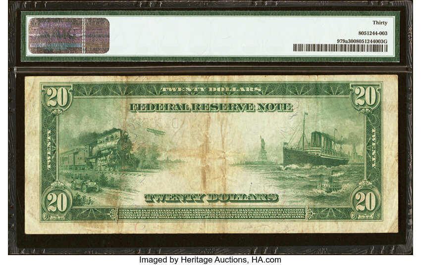 image for: Fr. 979a $20 1914 Federal Reserve Note PMG Very Fine 30....