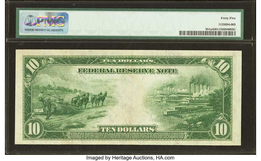 image for: Fr. 951a $10 1914 Federal Reserve Note PMG Choice Extremely Fine 45....