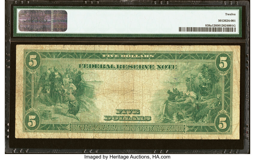 image for: Fr. 838a $5 1914 Red Seal Federal Reserve Note PMG Fine 12....