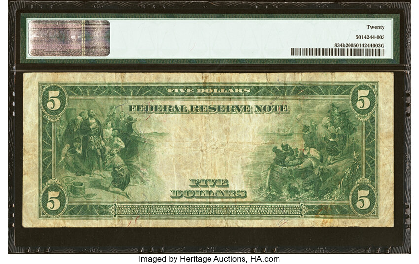 image for: Fr. 834b $5 1914 Red Seal Federal Reserve Note PMG Very Fine 20....