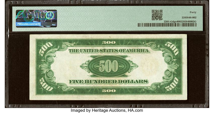 image for: Fr. 2201-G $500 1934 Federal Reserve Note. PMG Extremely Fine 40....