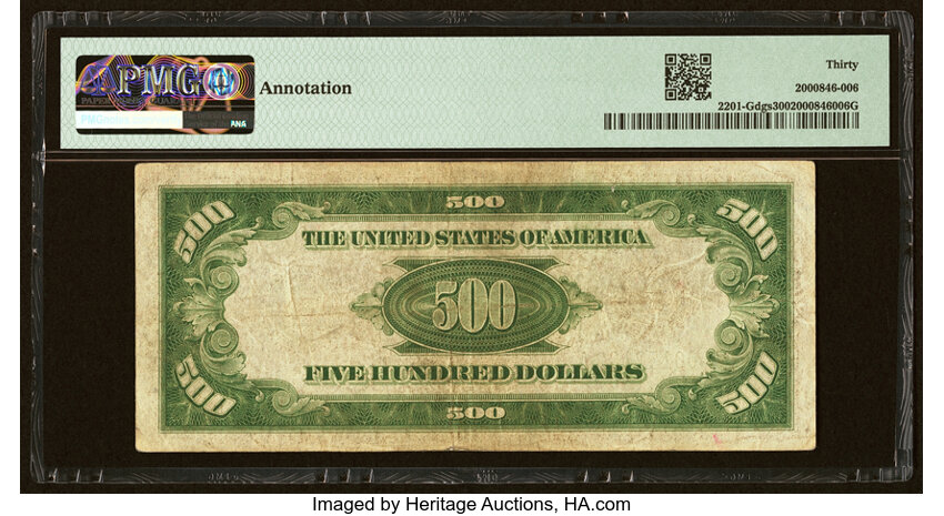 image for: Fr. 2201-G $500 1934 Federal Reserve Note. PMG Very Fine 30....